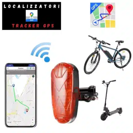 Localizzatore GPS fanalino bici moto monopattino