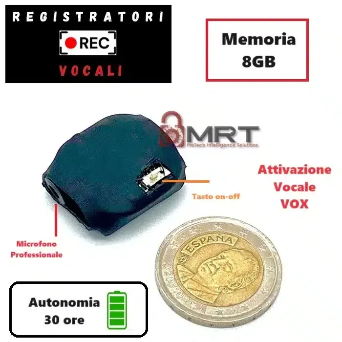 mini registratore spia microregistratore vocale ad attivazione vocale